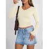 imageTrendy Queen Long Sleeve Shirts for Women 2026 Fall Fashion V Neck Basics Crop Tops Slim Fitted Y2K Tops Outfits ClothesApricot