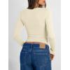imageTrendy Queen Long Sleeve Shirts for Women 2026 Fall Fashion V Neck Basics Crop Tops Slim Fitted Y2K Tops Outfits ClothesApricot