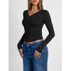 imageTrendy Queen Long Sleeve Shirts for Women 2026 Fall Fashion V Neck Basics Crop Tops Slim Fitted Y2K Tops Outfits ClothesBlack