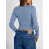 imageTrendy Queen Long Sleeve Shirts for Women 2026 Fall Fashion V Neck Basics Crop Tops Slim Fitted Y2K Tops Outfits ClothesBlue Gray