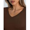 imageTrendy Queen Long Sleeve Shirts for Women 2026 Fall Fashion V Neck Basics Crop Tops Slim Fitted Y2K Tops Outfits ClothesChocolate Brown