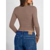imageTrendy Queen Long Sleeve Shirts for Women 2026 Fall Fashion V Neck Basics Crop Tops Slim Fitted Y2K Tops Outfits ClothesCoffee Grey