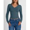 imageTrendy Queen Long Sleeve Shirts for Women 2026 Fall Fashion V Neck Basics Crop Tops Slim Fitted Y2K Tops Outfits ClothesHaze Blue