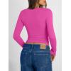 imageTrendy Queen Long Sleeve Shirts for Women 2026 Fall Fashion V Neck Basics Crop Tops Slim Fitted Y2K Tops Outfits ClothesHot Pink