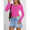imageTrendy Queen Long Sleeve Shirts for Women 2026 Fall Fashion V Neck Basics Crop Tops Slim Fitted Y2K Tops Outfits ClothesHot Pink