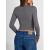 imageTrendy Queen Long Sleeve Shirts for Women 2026 Fall Fashion V Neck Basics Crop Tops Slim Fitted Y2K Tops Outfits ClothesLight Gray