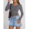 imageTrendy Queen Long Sleeve Shirts for Women 2026 Fall Fashion V Neck Basics Crop Tops Slim Fitted Y2K Tops Outfits ClothesLight Gray