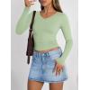 imageTrendy Queen Long Sleeve Shirts for Women 2026 Fall Fashion V Neck Basics Crop Tops Slim Fitted Y2K Tops Outfits ClothesLight Green
