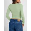 imageTrendy Queen Long Sleeve Shirts for Women 2026 Fall Fashion V Neck Basics Crop Tops Slim Fitted Y2K Tops Outfits ClothesLight Green