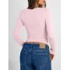 imageTrendy Queen Long Sleeve Shirts for Women 2026 Fall Fashion V Neck Basics Crop Tops Slim Fitted Y2K Tops Outfits ClothesPink