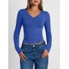 imageTrendy Queen Long Sleeve Shirts for Women 2026 Fall Fashion V Neck Basics Crop Tops Slim Fitted Y2K Tops Outfits ClothesRoyal Blue