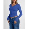 imageTrendy Queen Long Sleeve Shirts for Women 2026 Fall Fashion V Neck Basics Crop Tops Slim Fitted Y2K Tops Outfits ClothesRoyal Blue