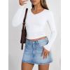 imageTrendy Queen Long Sleeve Shirts for Women 2026 Fall Fashion V Neck Basics Crop Tops Slim Fitted Y2K Tops Outfits ClothesWhite