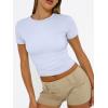 imageTrendy Queen Women Casual Short Sleeve T Shirts Summer Crewneck Raglan Tshirts Cute Tee Basic Crop TopsOffwhite