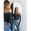 imageTrendy Queen Women Long Sleeve Shirts Off Shoulder Tops Going Out Crop Sexy Slim Fitted Y2K Fall Outfits 2026 Fashion ClothesHazeblue