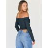 imageTrendy Queen Women Long Sleeve Shirts Off Shoulder Tops Going Out Crop Sexy Slim Fitted Y2K Fall Outfits 2026 Fashion ClothesHazeblue