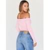 imageTrendy Queen Women Long Sleeve Shirts Off Shoulder Tops Going Out Crop Sexy Slim Fitted Y2K Fall Outfits 2026 Fashion ClothesPink