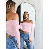 imageTrendy Queen Women Long Sleeve Shirts Off Shoulder Tops Going Out Crop Sexy Slim Fitted Y2K Fall Outfits 2026 Fashion ClothesPink