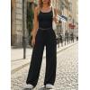 imageTrendy Queen Womens 2 Piece Lounge Set Spring Outfits  Camisole Top amp Wide Leg PantsBlack