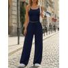 imageTrendy Queen Womens 2 Piece Lounge Set Spring Outfits  Camisole Top amp Wide Leg PantsNavy