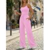 imageTrendy Queen Womens 2 Piece Lounge Set Spring Outfits  Camisole Top amp Wide Leg PantsPink