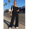 imageTrendy Queen Womens 2 Piece Lounge Sets Airport Travel Casual Outfits Off Shoulder Oversized Tshirts and Wide Leg Pants 2026Black