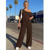 imageTrendy Queen Womens 2 Piece Lounge Sets Airport Travel Casual Outfits Off Shoulder Oversized Tshirts and Wide Leg Pants 2026Brown