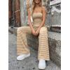 imageTrendy Queen Womens 2 Piece Lounge Sets Matching Summer Beach Vacation Outfits 2026 Striped Tube Tops Pants Travel ClothesBrownwhite
