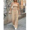 imageTrendy Queen Womens 2 Piece Lounge Sets Matching Summer Beach Vacation Outfits 2026 Striped Tube Tops Pants Travel ClothesBrownwhite