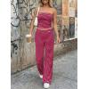 imageTrendy Queen Womens 2 Piece Lounge Sets Matching Summer Beach Vacation Outfits 2026 Striped Tube Tops Pants Travel ClothesBurgundypink