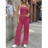 imageTrendy Queen Womens 2 Piece Lounge Sets Matching Summer Beach Vacation Outfits 2026 Striped Tube Tops Pants Travel ClothesBurgundypink