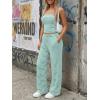 imageTrendy Queen Womens 2 Piece Lounge Sets Matching Summer Beach Vacation Outfits 2026 Striped Tube Tops Pants Travel ClothesGreenwhite