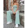 imageTrendy Queen Womens 2 Piece Lounge Sets Matching Summer Beach Vacation Outfits 2026 Striped Tube Tops Pants Travel ClothesGreenwhite