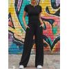 imageTrendy Queen Womens 2 Piece Sets Lounge Matching Set Cruise Casual Vacation Outfits Summer Wide Leg Pants Workout ClothesBlack