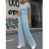 imageTrendy Queen Womens 2 Piece Sets Lounge Matching Set Cruise Casual Vacation Outfits Summer Wide Leg Pants Workout ClothesLight Blue