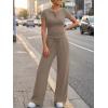 imageTrendy Queen Womens 2 Piece Sets Lounge Matching Set Cruise Casual Vacation Outfits Summer Wide Leg Pants Workout ClothesMocha