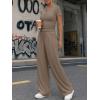 imageTrendy Queen Womens 2 Piece Sets Lounge Matching Set Cruise Casual Vacation Outfits Summer Wide Leg Pants Workout ClothesMocha
