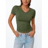 imageTrendy Queen Womens Basic V Neck Short Sleeve Spring T Shirts Slim Fit Crop Y2k Tee 2026 Summer Gym Workout Cute TopArmygreen