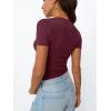 imageTrendy Queen Womens Basic V Neck Short Sleeve Spring T Shirts Slim Fit Crop Y2k Tee 2026 Summer Gym Workout Cute TopBurgundy