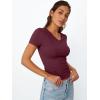 imageTrendy Queen Womens Basic V Neck Short Sleeve Spring T Shirts Slim Fit Crop Y2k Tee 2026 Summer Gym Workout Cute TopBurgundy