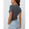 imageTrendy Queen Womens Basic V Neck Short Sleeve Spring T Shirts Slim Fit Crop Y2k Tee 2026 Summer Gym Workout Cute TopDarkgrey