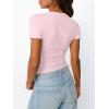 imageTrendy Queen Womens Basic V Neck Short Sleeve Spring T Shirts Slim Fit Crop Y2k Tee 2026 Summer Gym Workout Cute TopPink