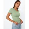 imageTrendy Queen Womens Basic V Neck Short Sleeve Spring T Shirts Slim Fit Crop Y2k Tee 2026 Summer Gym Workout Cute TopSage