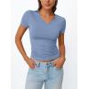 imageTrendy Queen Womens Basic V Neck Short Sleeve Spring T Shirts Slim Fit Crop Y2k Tee 2026 Summer Gym Workout Cute TopSky