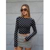 imageTrendy Queen Womens Boat Neck Tops Long Sleeve Shirts Casual Fitted Tee Shirts Solid Color Fall Basic Clothes 2026Black and White Dots