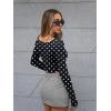 imageTrendy Queen Womens Boat Neck Tops Long Sleeve Shirts Casual Fitted Tee Shirts Solid Color Fall Basic Clothes 2026Black and White Dots