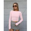 imageTrendy Queen Womens Boat Neck Tops Long Sleeve Shirts Casual Fitted Tee Shirts Solid Color Fall Basic Clothes 2026Pink