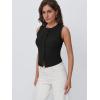 imageTrendy Queen Womens Going Out Tank Top Ribbed Button Down Sleeveless Vest Crop Spring Beach Vacation Summer TopsBlack