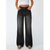imageTrendy Queen Womens High Waisted Straight Wide Leg Jeans Comfort Stretch Baggy Denim PantsBlack
