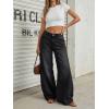 imageTrendy Queen Womens High Waisted Wide Leg Flare Jeans Stretch Comfort Baggy Denim PantsBlack